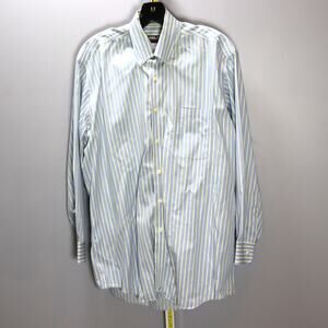 Kirkland Signature Blue Yellow‎ Stripe Button Down Shirt Men’s 16.5-32